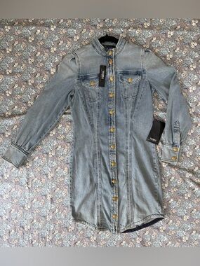 White House Black Market Light Blue Denim Button-Front Dress